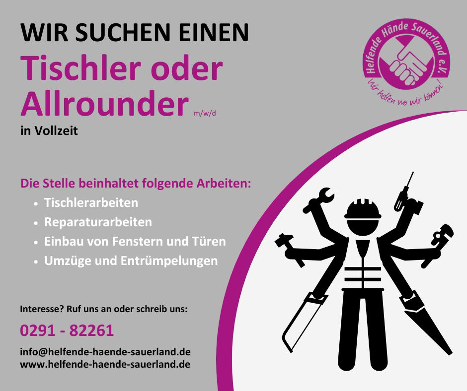 Tischler Stellenanzeige
